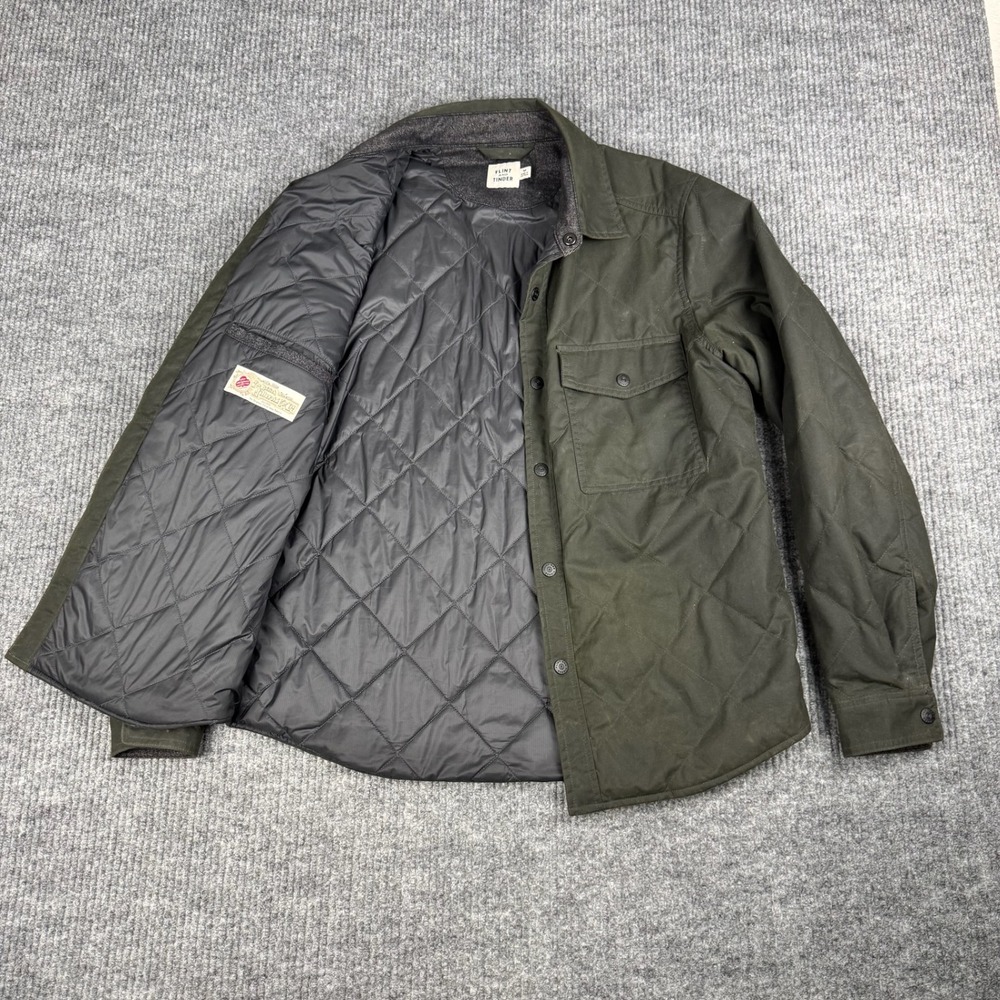 Flint And Tinder Shirt Jacket Mens M Olive Waxed Cotton Quilted Field Chore